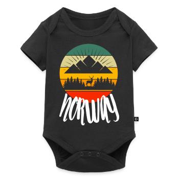 Mountains Hikers Forest Hiking Retro Norway Nature - Baby Premium short-sleeve bodysuit - black - Front