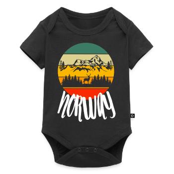 Norwegian Nature Deer Retro Norway - Baby Premium short-sleeve bodysuit - black - Front