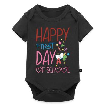 Happy first day of school - Baby Premium short-sleeve bodysuit - black - Front