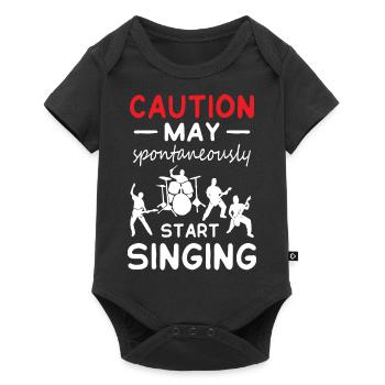 Caution May Start Singing - Baby Premium short-sleeve bodysuit - black - Front