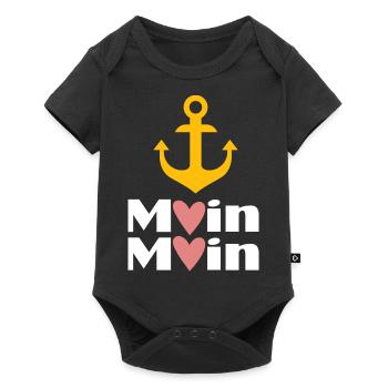 Moin Herz Anker Plattdeutsch - Baby Premium Kurzarmbody - Schwarz - Vorne