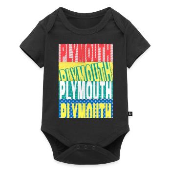 Plymouth England UK City Font Skyline Home - Baby Premium short-sleeve bodysuit - black - Front