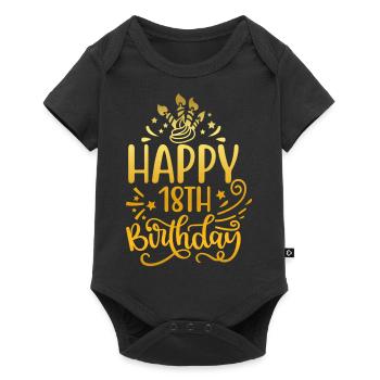 Joyeux 18e anniversaire 18 ans Idées cadeaux (Or) - Body à manches courtes Premium Bébé - noir - Devant