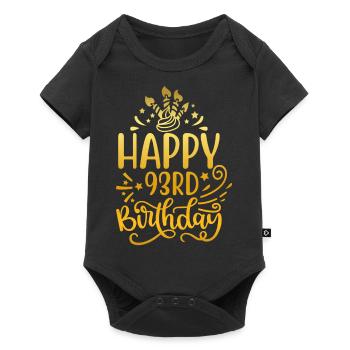 Happy 93rd Birthday 93 Year Old Gift (Gold) - Baby Premium short-sleeve bodysuit - black - Front