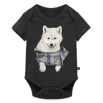 Mignon loup blanc dans Pocket Funny Wolves Graphique - Body à manches courtes Premium Bébé - noir - Devant