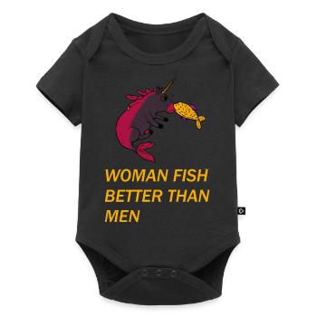Frauen Angeln Lustig Spruch - Baby Premium Kurzarmbody - Schwarz - Vorne