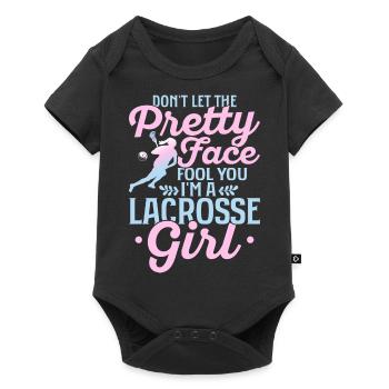 Don't Let The Pretty Face Fool You I'm A Lacrosse - Baby Premium Kurzarmbody - Schwarz - Vorne