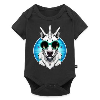 Unicorn with retro bezel - Baby Premium short-sleeve bodysuit - black - Front