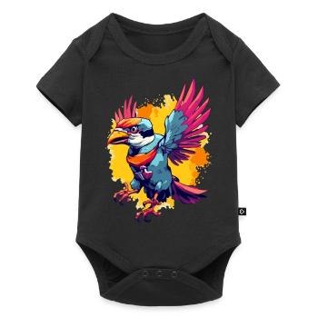 Pilu, der bunte Vogel - Baby Premium Kurzarmbody - Schwarz - Vorne