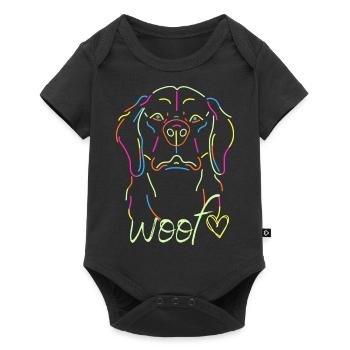 Black Colorful Neon Dog Themed T Shirt - Baby Premium short-sleeve bodysuit - black - Front