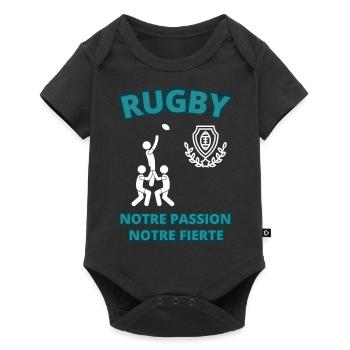 Notre passion notre fierté matchs rugby cadeau - Body à manches courtes Premium Bébé - noir - Devant