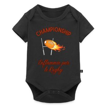 Enflammée par le rugby - rugby féminin - Body à manches courtes Premium Bébé - noir - Devant