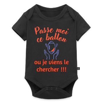 Passe moi ce ballon matchs rugby cadeau - Body à manches courtes Premium Bébé - noir - Devant