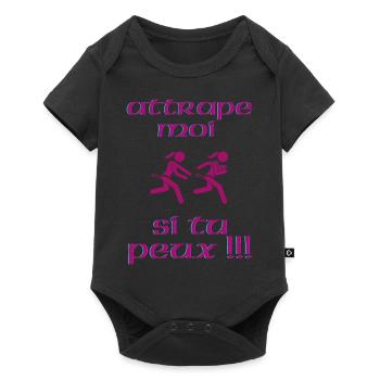 Attrape moi si tu peux rugby feminin cadeau - Body à manches courtes Premium Bébé - noir - Devant