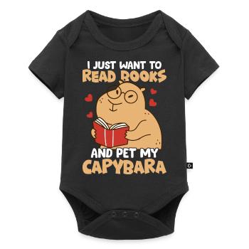 I Just Want To Read Books And Pet My Capybara Capi - Baby Premium short-sleeve bodysuit - black - Front