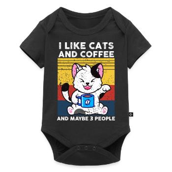 Funny I Like Cats And Coffee And Maybe 3 People - Baby Premium short-sleeve bodysuit - black - Front