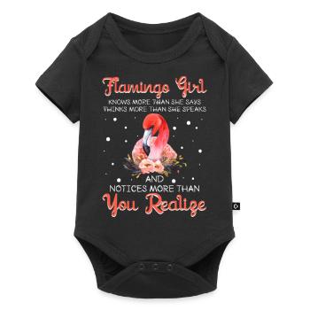 Flamingo-Mädchen Weiß Mehr als sie Sagt Lustig - Baby Premium Kurzarmbody - Schwarz - Vorne