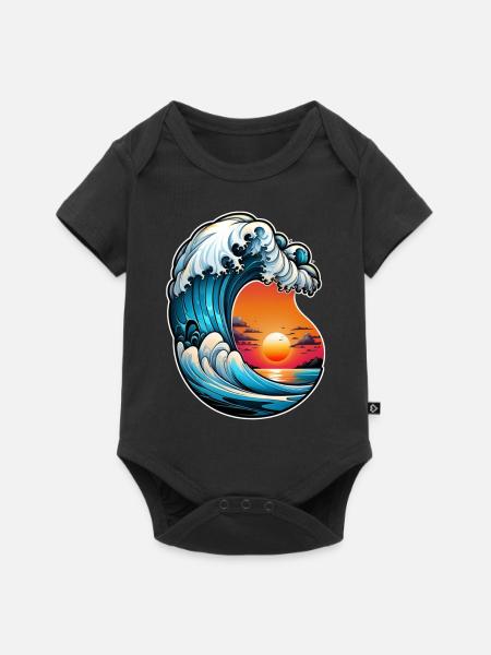 Wave - Sommer - Urlaub - Baby Premium Kurzarmbody - Schwarz