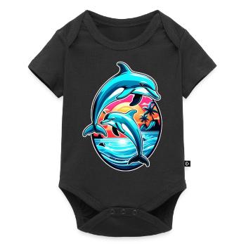 dauphin et ocean - Body à manches courtes Premium Bébé - noir - Devant