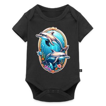 dauphin et ocean - Body à manches courtes Premium Bébé - noir - Devant