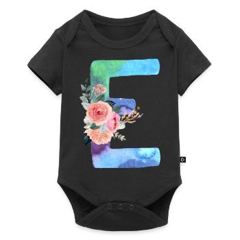 Lettre E watercolor - Body à manches courtes Premium Bébé - noir - Devant