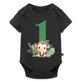 1st Birthday Monkey Safari - Baby Premium short-sleeve bodysuit - black - Front