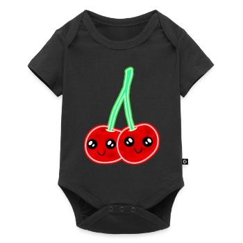 Cerises cerises rétro Vintage 70 ' s Geisha - Body à manches courtes Premium Bébé - noir - Devant