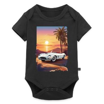 voiture vintage couché de soleil - Body à manches courtes Premium Bébé - noir - Devant