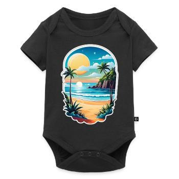 plage vacances soleil mer - Body à manches courtes Premium Bébé - noir - Devant