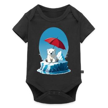 Polar Bear, Ice & Parasol - Baby Premium short-sleeve bodysuit - black - Front