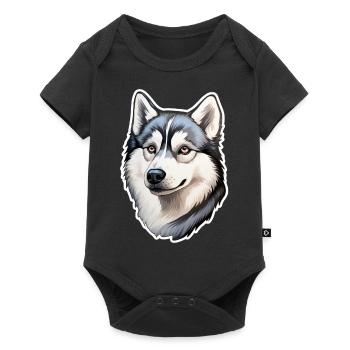 Tête de husky de Sibérie - Body à manches courtes Premium Bébé - noir - Devant