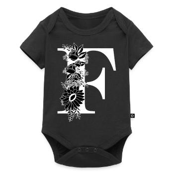 Lettre f floral noir et blanc - Body à manches courtes Premium Bébé - noir - Devant
