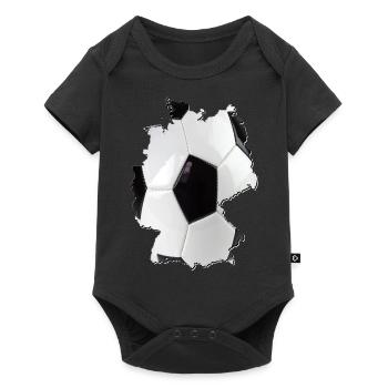Deutschland Landkarte umrahmt echten Fußball - Baby Premium Kurzarmbody - Schwarz - Vorne