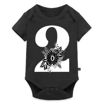 Number 2 Black Floral -2nd Floral Anniversary - Baby Premium short-sleeve bodysuit - black - Front