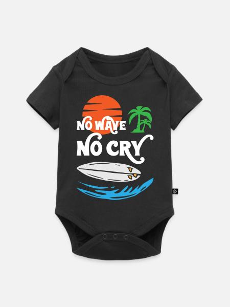 No Wave No Cry Surfing - Baby Premium Kurzarmbody - Schwarz