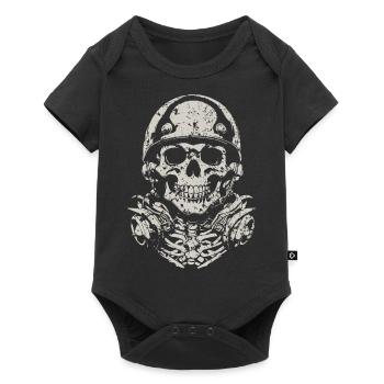 Skull with helmet - Baby Premium short-sleeve bodysuit - black - Front