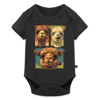Süßes Alpaka-Trio, lustige Alpaka-Gesichter, bunt - Baby Premium Kurzarmbody - Schwarz - Vorne