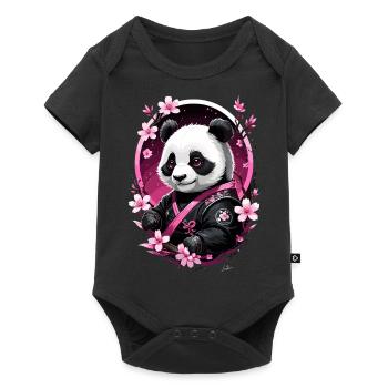 Panda japon rose asie - Body à manches courtes Premium Bébé - noir - Devant