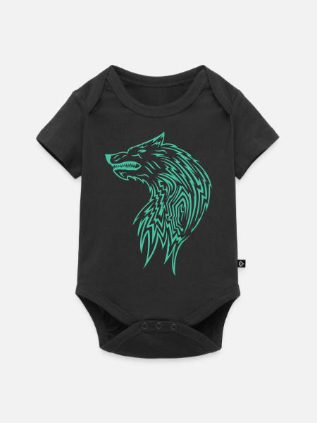 wolf muster - Baby Premium Kurzarmbody - Schwarz