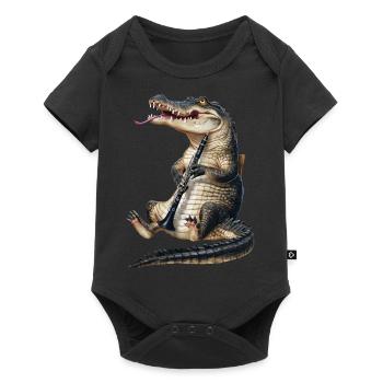 Krokodil Klarinette - Baby Premium Kurzarmbody - Schwarz - Vorne