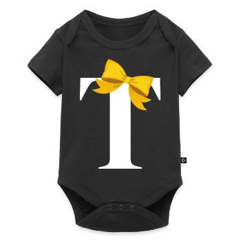 Letter t yellow bow - Baby Premium short-sleeve bodysuit - black - Front