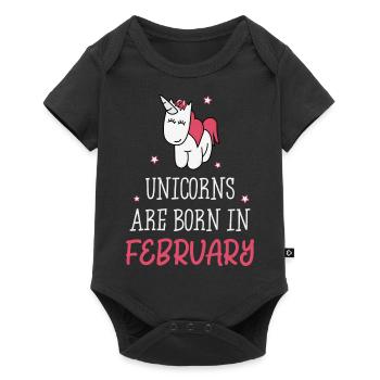 Unicorns are born in February - Baby Premium short-sleeve bodysuit - black - Front