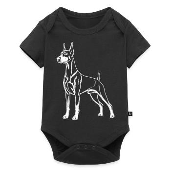 Dobermann Lineart - Baby Premium Kurzarmbody - Schwarz - Vorne