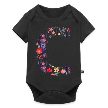Personalized floral letter c - gift idea - Baby Premium short-sleeve bodysuit - black - Front