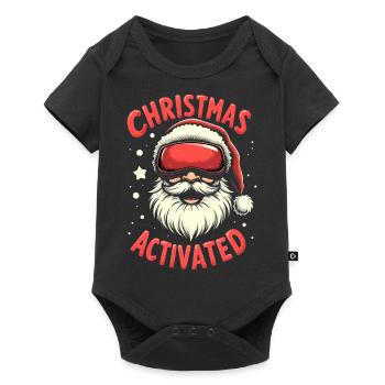 Père Noël avec lunettes de ski - Body à manches courtes Premium Bébé - noir - Devant