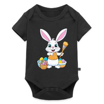 Easter bunny with Easter eggs - Baby Premium short-sleeve bodysuit - black - Front