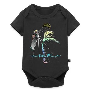 WK Palme Frau Kitesurferin - Baby Premium Kurzarmbody - Schwarz - Vorne