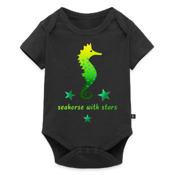 Hippocampe vert avec astérisque - Body à manches courtes Premium Bébé - noir - Devant