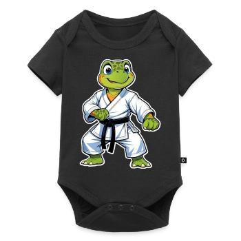 Karate Turtle Cartoon - Martial Arts - Baby Premium short-sleeve bodysuit - black - Front