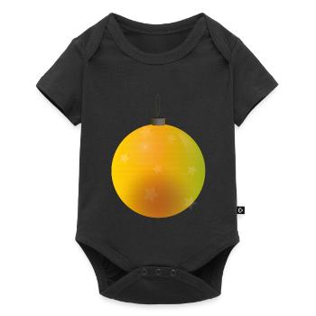 yellowish Christmas ball with stars - Baby Premium short-sleeve bodysuit - black - Front